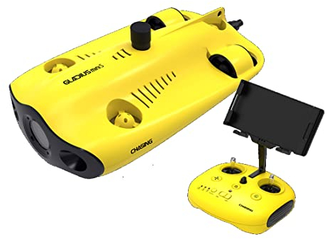 Chasing Gladius Mini Drone S - ROV - Bis zu 200 m - 4K UHD Kamera - Inklusive: Direct-Connect Fernsteuerung, 64GB SD Karte, GoPro Befestigungssockel - Anti-Stuck Motor - Gelb