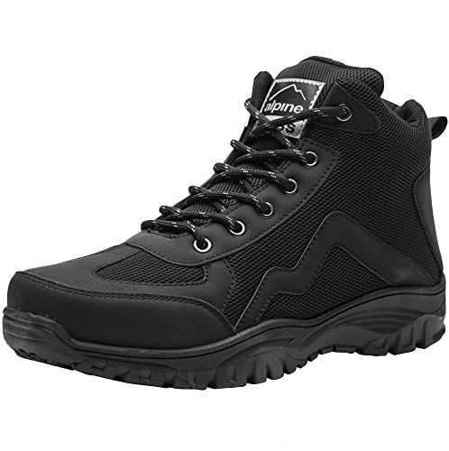 Alpine Swiss Brent Herren-Wanderschuhe, bequem, mittelhohe Knöchel, Outdoor-Wanderschuhe, Schwarz, 47 EU