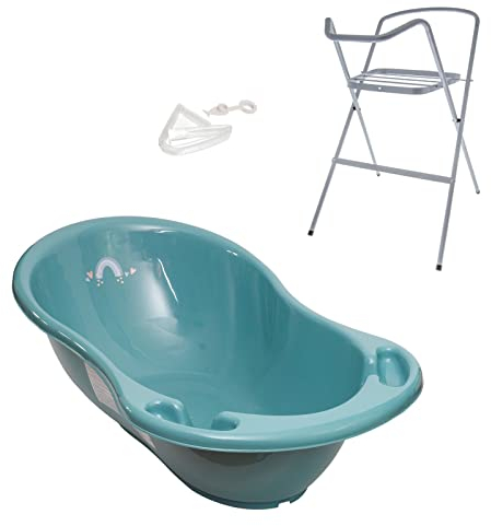 Baignoire bébé thermomètre Vert viride Météo 86 cm + Pied + Tuyau