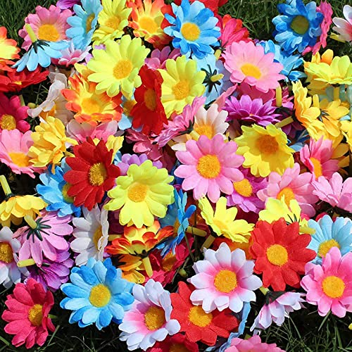Belugsin 100 Stücke Künstliche Blumen Seidenblumen Dekoblüten Kunstblumen Daisy Blütenköpfe für DIY Basteln Hochzeit Feste Party Home Deko (4cm)