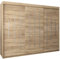 Kryspol Schwebetürenschrank York 250 cm Kleiderschrank mit Kleiderstange und Einlegeboden Schlafzimmer- Wohnzimmerschrank Schiebetüren Modern Design (Sonoma)