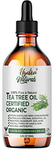 Hydra Naturals Pure Australian Tea Tree Essential Oil 120ml | For Skin, Nail Fungus, Face, Hair, Acne, Piercings, Head Lice | Diffuser Oil for Home, Candle & Soap Making | Vegan