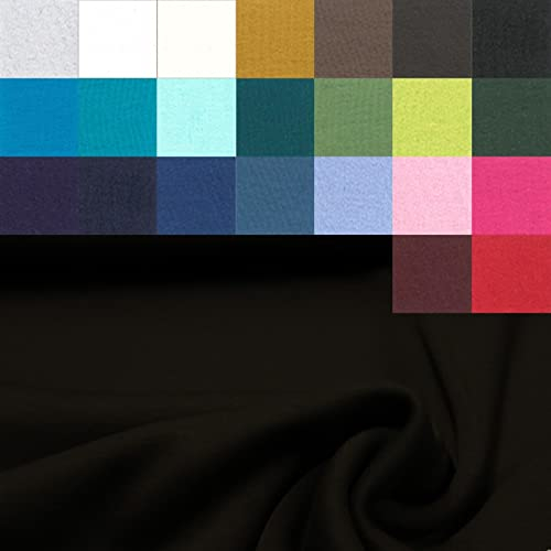 Sweat angeraut - Sweatstoff Meterware - Stretchsweat - Sweatshirtstoff - Joggingbaumwolle warm kuschelig weich - uni * 50 cm x 160 cm *, Farbe: Schwarz