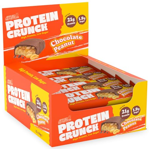 Applied Nutrition Protein Crunch Riegel – 12 x 62 g – Milchschokolade & Erdnuss – Eiweißreicher Snack