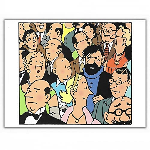 Moulinsart Double Postcard Tintin and Haddock in The Crowd (17,5x12,5cm)