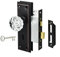 newliplace Mortise Lock Set for Interior Door, Antique Door Knobs with Lock and Key, Crystal Glass Door Knobs, Oil Rubbed Bronze Finish