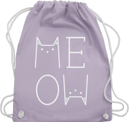 Shirtracer Turnbeutel Rucksack - Katzenbesitzer Geschenk Katze - MEOW weiß - Unisize - Pastell Lila - katzen-tasche cat lover stoffrucksack mit katzenmotiv katzen stoffbeutel katzenmotive beutel cats