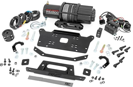 Rough Country 4,500 LB Winch Mount Kit for Honda Talon - Bolt-On Plate with RS4500S UTV Winch & Synthetic Rope