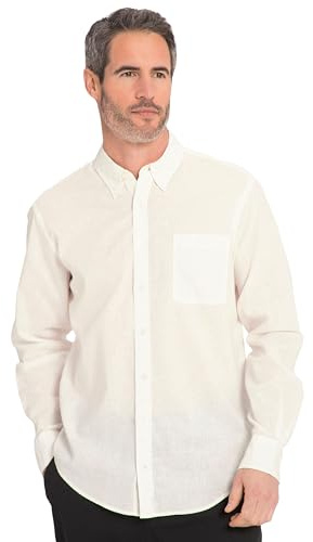 JP 1880 Herren Jp1880 Hemd, Langarm, Leinenmix, Buttondown-Kragen, Modern Fit, Bis 8 XL Hemd