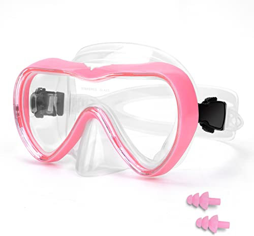 Tauchmaske, Anti-Fog Schwimmbrille mit Nasenabdeckung, Anti-Leck Silikon Tauchmaske für Erwachsene Tauchmaske, 180 Grad HD gehärtetes Glas Schwimmmaske für Schnorchelmaske mit Ohrstöpsel,