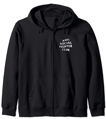 Anti Social Fighter Club: weißes Logo (vorne + hinten) Kapuzenjacke