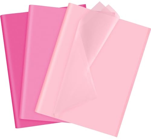 NEBURORA Assortiment de papier de soie rose, 60 feuilles de papier d'emballage cadeau, 3 couleurs en vrac, pour la Saint-Valentin, un anniversaire, un mariage, Pâques, emballage cadeau, décoration