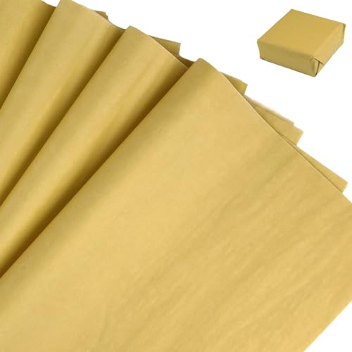 70x50cm Metallic Seidenpapier - Tikplus 60 Blatt Groß Geschenkpapier zum Verpacken, Transparentpapier Verpackungsmaterial, Bastelpapier zum Kreieren von Pompoms, Papierblumen, Tischdeko (Gold)