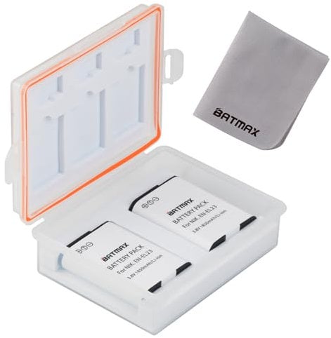 Batmax 2X EN-EL23 EN EL23 Battery with Battery Storage Case & Memory Card Case Compatible with Nikon Coolpix P900, P900s, B700, P600, P610, P610s, S810c Camera