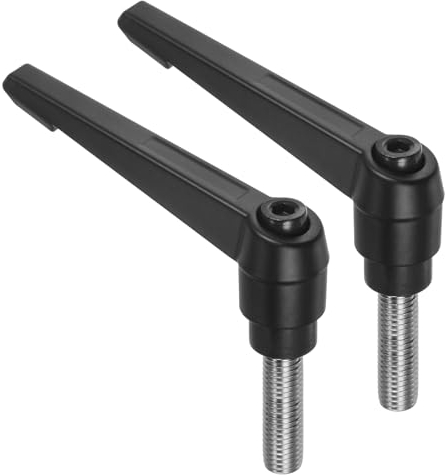 QUARKZMAN 2 Stück Klemmhebel Griff M12 x 35mm Außengewinde Schraube Edelstahl 304 mit Zinklegierung Verstellbare Handgriff Spannhebel für Werkzeugmaschinen Schweißgeräte Druckgeräte, Schwarz