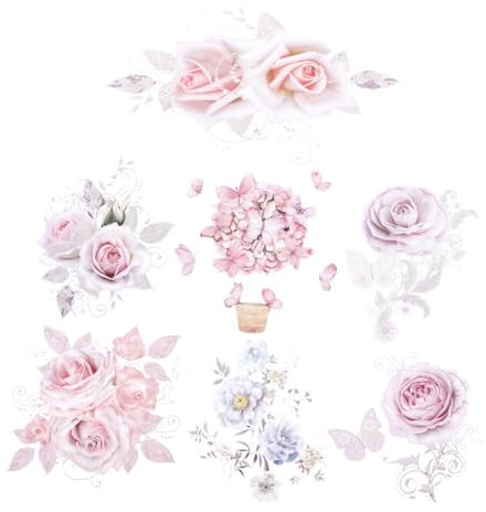 7 Sheets Flower Heat Transfer Stickers Flower Iron on Decals Thermal Transfer Stickers Floral Heat Transfer Vinyl Spring Iron on Appliques Flower Appliques Patch Plaque The Pet