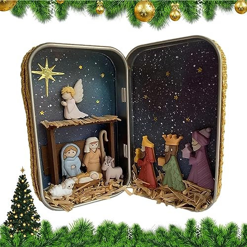 Weihnachtskrippen-Silhouette, Heilige Familie, Figuren-Set aus Kunstharz, Jesus Christus, Tischdekoration, Krippe, Tischdekoration, Weihnachtskrippen-Ornament,
