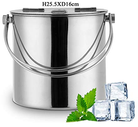 SkVLf Isolierter Eiskübel – Edelstahl-Getränkekühler – Professionelle doppelwandige Eisbox – Ideal für Zuhause, Teeladen, Restaurant (Größe: 20 x 29,5 x 18 cm)