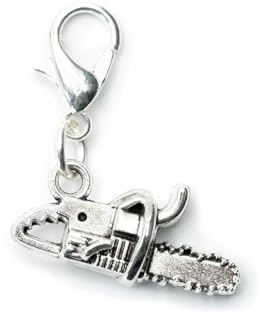 Miniblings Kettensäge Charm Anhänger Motorsäge Säge Werkzeug Baumsäge silber - Handmade Modeschmuck I Kettenanhänger versilbert - Bettelanhänger Bettelarmband - Anhänger für Armband