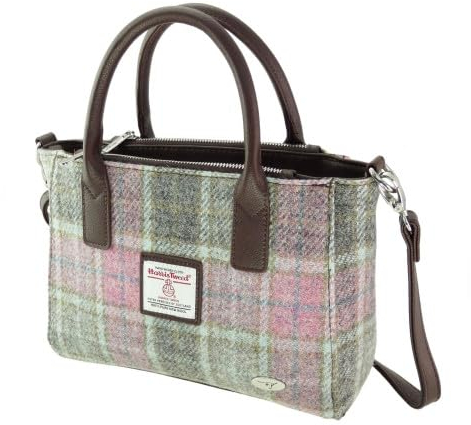Glen Appin Harris Tweed Tote Handtasche - LB1228 Brora mit abnehmbarem Schulterriegel, Col134 Soft Pink, m