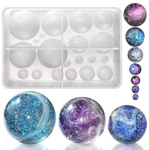 Lot de 20 moules en résine en forme de boule 3D en forme de boule ronde pour loisirs créatifs, fabrication de bijoux, décoration d'intérieur