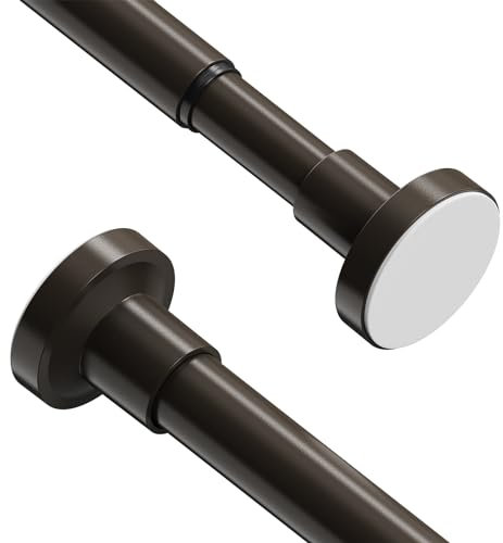 WELDUN 2 Stücke Gardinenstange ohne Bohren 48-118CM Teleskopstange Duschvorhangstange Einstellbare Vorhangstange für Kleiderschrank, Fenster, Badezimmer, Bronze