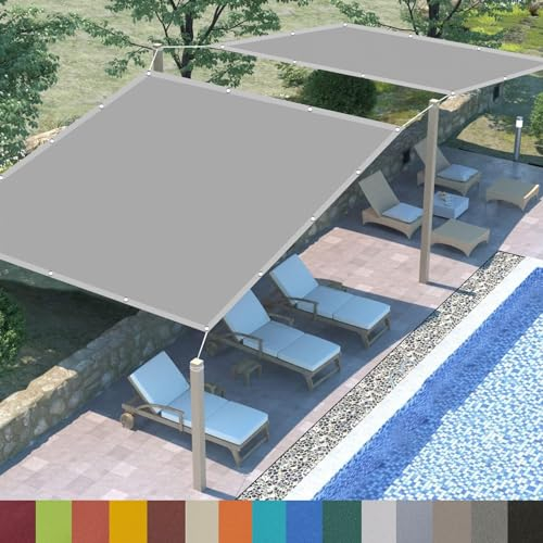 Sonnensegel Sonnenschutz Windschutz, 1.4 x 2.2 m Windschutz Reißfest Wetterfest,Rechteck, Schattennetz mit Ösen, inkl Befestigungsseile, für Garten Terrasse, Hellgrau