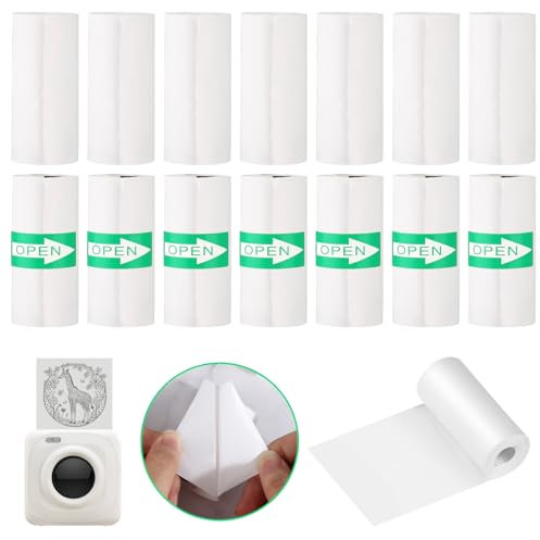 14 Rolls Thermal Printer Paper, 7 Self-Adhesive + 7 Non-Adhesive, 57 x 25mm Mini Printer Sticker Printing Paper for Kids Instant Camera and Mini Label Printers