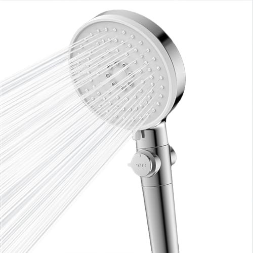 Shower Head, High Pressure Filtered Shower Head with 5 Spray Modes, Turbocharged Design Universal Handheld Shower Head Remove Chlorine for Low Water Pressure (Silver)