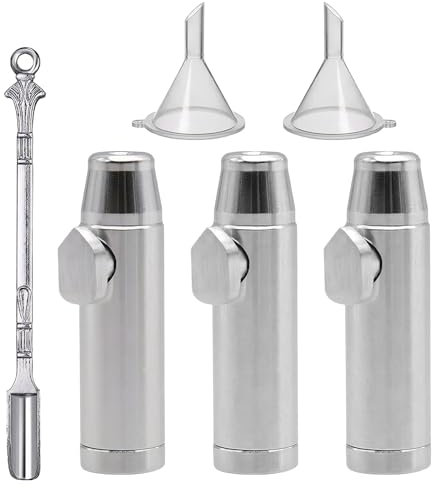 3 Stück Sniff Snuff Bottle,Schnupftabak Dosierer 3Pack,Schnupftabakspender Koks Dosierer Mit 2 Trichter Mini-Löffel