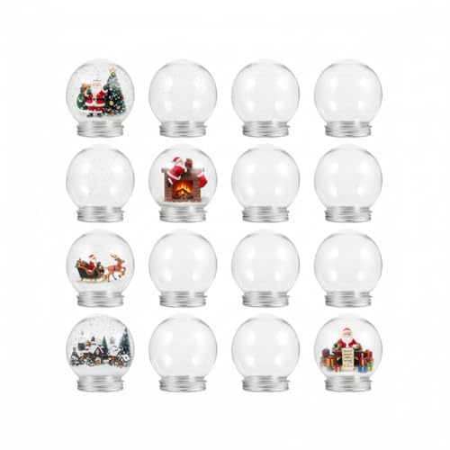 12 Stück 150ml Weihnachten DIY-Schneekugeln Transparente Kunststoff-Schneekugeln Mit Drehver füR Partydekoration Bastelsets Zur Lagerung Von SüßIgkeiten Geschenkideen