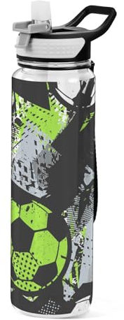 Mnsruu Bouteille d'eau transparente avec paille - Bouteille d'eau étanche - En plastique Tritan sans BPA - Grunge - Graffiti abstrait - Pour le sport, le bureau, l'école - 1 litre