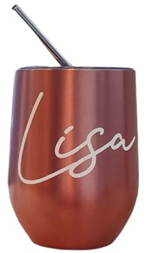 Generisch Thermobecher personalisiertes-Weinglas-Wine-Tumbler-Geschenk (Roségold)
