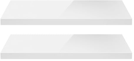 eSituro Wandregal 2er Set, Regal Wand weiß Hochglanz, Hängeregal, Schweberegal, Regalbrett Bücherregal zum Aufhängen, Wandboard für Wohnzimmer Küche Arbeitszimmer Badezimmer, 80x22.9x3.8 CM