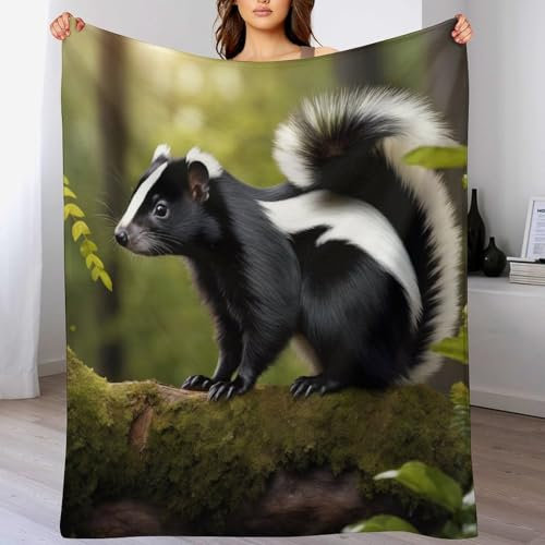 AAPZY Stinktier Anime-Charaktere Decke Decke Flannel Sofadecke Strandtuch Teppich Picknickdecke Weich & Plüsch Umhang Für Schlafzimmer, Alle Jahreszeiten (180×200cm)