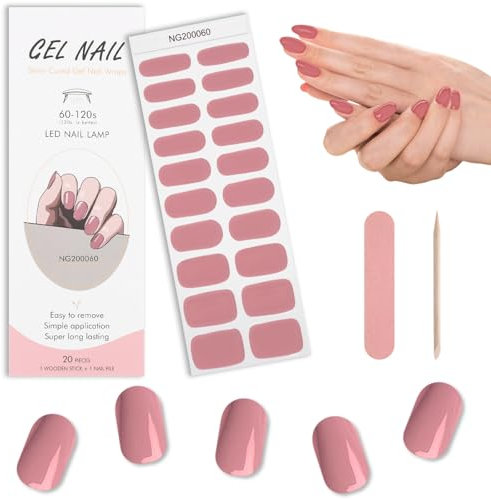 Nagelfolie Selbstklebend,Gel-Nagelfolie Full Wraps Nagelaufkleber 1 Blatt 20 Stk UV Gel Streifen mit Nagelfeile Alkohol Wattepads für DIY Nagelkunst Damen Mädchen Weihnachten Nageldekora(Burgunderrot)