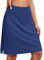 PINSPARK Damen Tennisrock Hohe Taille Golfrock mit Innenhose Knielanger Hosenrock Sportrock mit Taschen Wandern Laufen Radfahren Navyblau L