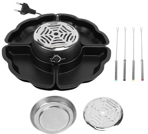 Elektrisches Fondue-Topf-Set, Schokoladen-Fondue-Topf mit 4 Bratgabeln und 4 Abnehmbaren Serviertabletts, Elektrischer Smores-Bräter, Geeignet für Spieleabende, Verabredungen und