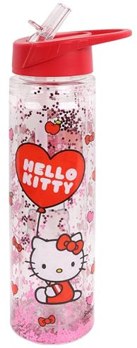 sarcia.eu Hello Kitty Bouteille en plastique avec paille, bouteille d'eau transparente 550ml