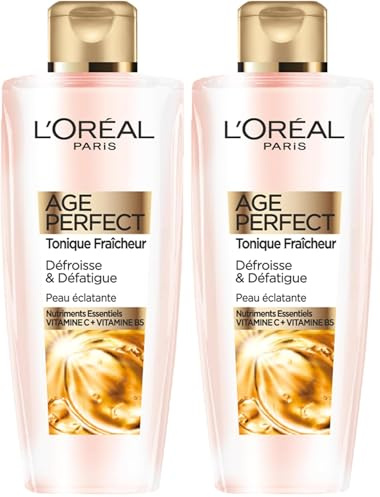 L'Oréal Paris - Lotion Tonique Fraîcheur - Défroissante, Défatiguante & Fortifiante - Pour une Peau Rafraîchie & Douce - Enrichie en Vitamine C & Vitamine B5 - Peaux Matures - Age Perfect - 200 ml