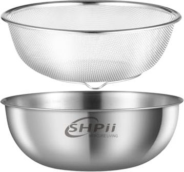 SHPii Thickened Stainless Steel Drainage Basket Set Kitchen Multifunction Drainage With Three Legs Stand(8.7 inch)