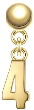GLANZSTÜCKE MÜNCHEN Damen Charm 925/- Sterling Silber gelbgold | gelbvergoldet 14 Karat, Ziffer 4