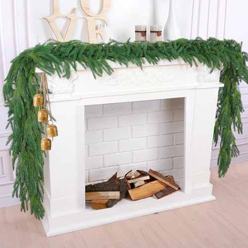 Hananona 2Pcs 9FT Christmas Garlands, Real Touch Norfolk Pine Garland