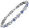 MagEnergy Magnetarmband Damen aus Titanstahl, mit Edelstahlverschluss, 5 mm blaue Zirkonia, 3500 Gauss starke Magnete, eleganter Energie Schmuck (Blau)