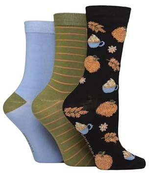 SockShop Ladies Soft, Cooling & Breathable Bamboo Feather Textured Patterned Socks in a Multipack of 3 Pairs Size 4-8