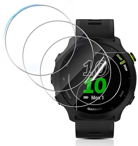 QULLOO 3 Piezas Protector de Pantalla para Garmin Forerunner 55(D35) Cristal Templado, 2.5D HD cobertura completa Vidrio,Sin Burbujas Transparente Screen Protector para Garmin Forerunner 55(D35).