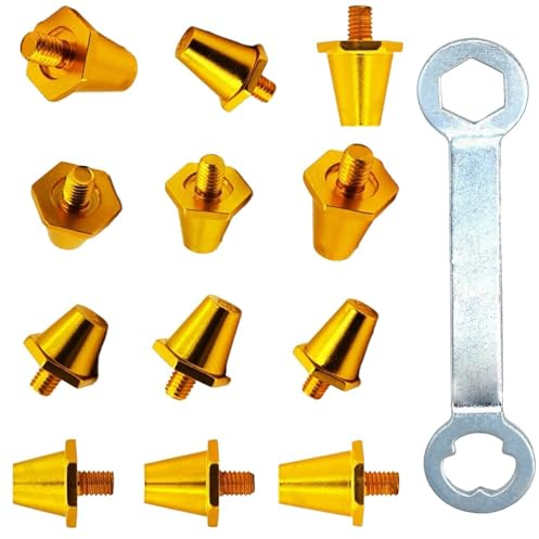 12 tacos de fútbol ligeros y antideslizantes de aleación de aluminio para mejorar la tracción en hierba mojada y reemplazo rápido, tacos ligeros para botas de fútbol