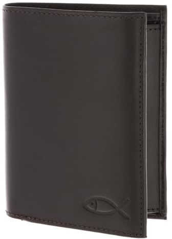Oxmox Leder Geldbörse Leather RFID Protect Kombibörse Freedom Fish Embossed Brown Dunkelbraun