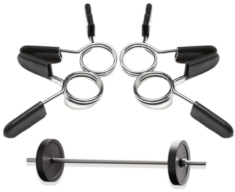 Pince à Ressort pour Haltères, 28mm Pinces à Barre, 4Pcs Colliers Haltères, Verrouillage Colliers à Ressort, Barbell Spring Clip pour Musculation, Bague de Serrage pour Haltérophilie de Formationl