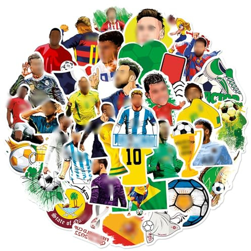 50 Stück FußBall Sticker, Aufkleber Set, FußBallstar Stickers, Graffiti Aufkleber,Vinyl Sticker FüR Laptop Skateboard Koffer Helm Auto Fahrrad Handy Auto,Geschenke FüR Kinder Erwachsene
